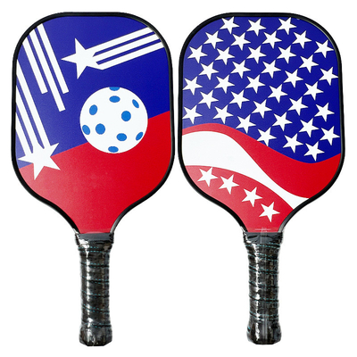 Stars Stripes Pattern Print Carbon Fiber Surface Honeycomb Core Cushion Grip Pickleball Paddle