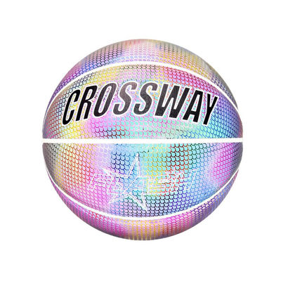 Reflective Basketball Ball Holographic Glowing Night Light Size 7 Basketball Training Game