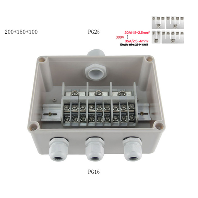 Cable Distribution Junction Box 158*90*60mm Waterproof  Wall Mount With Connectors Assembly Kit