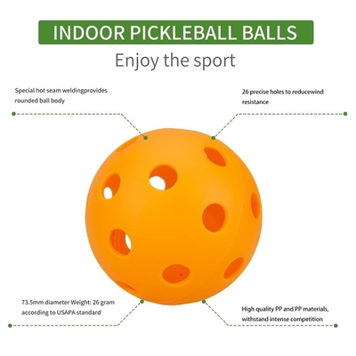 Indoor Pickleball Balls USAPA Paddle Ball 26 Holes Pickleball Sport Training Practice Plastic Pickleball