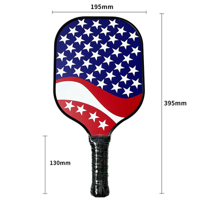 Stars Stripes Pattern Print Carbon Fiber Surface Honeycomb Core Cushion Grip Pickleball Paddle