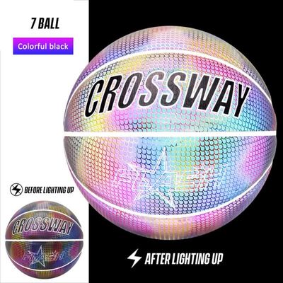 Reflective Basketball Ball Holographic Glowing Night Light Size 7 Basketball Training Game