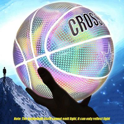 Reflective Basketball Ball Holographic Glowing Night Light Size 7 Basketball Training Game