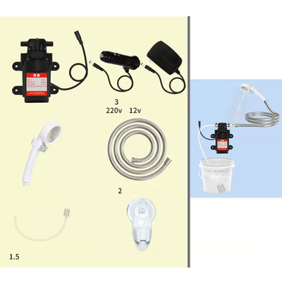 12V Car Electric Siphon Pump Washer handheld Faucet Kit Outdoor Camping Bath Shower Set