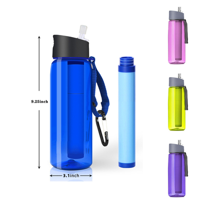 770ml Water Filter Bottle Outdoor Drinking Tritan kettle For Hiking Camping Survival Emergency