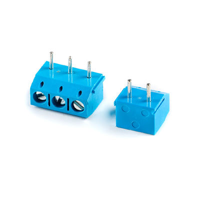 5.00mm Pitch PCB Mounted Screw Terminal Blocks Right Angle 2P to 20P Blue
