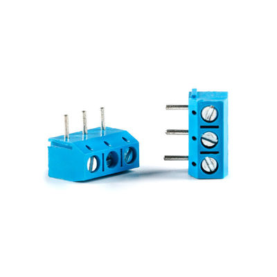 5.00mm Pitch PCB Mounted Screw Terminal Blocks Right Angle 2P to 20P Blue