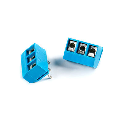 5.00mm Pitch PCB Mounted Screw Terminal Blocks Right Angle 2P to 20P Blue